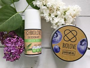 annemarie Biolove dezodorant zielona herbata i mus do ciała borówka
